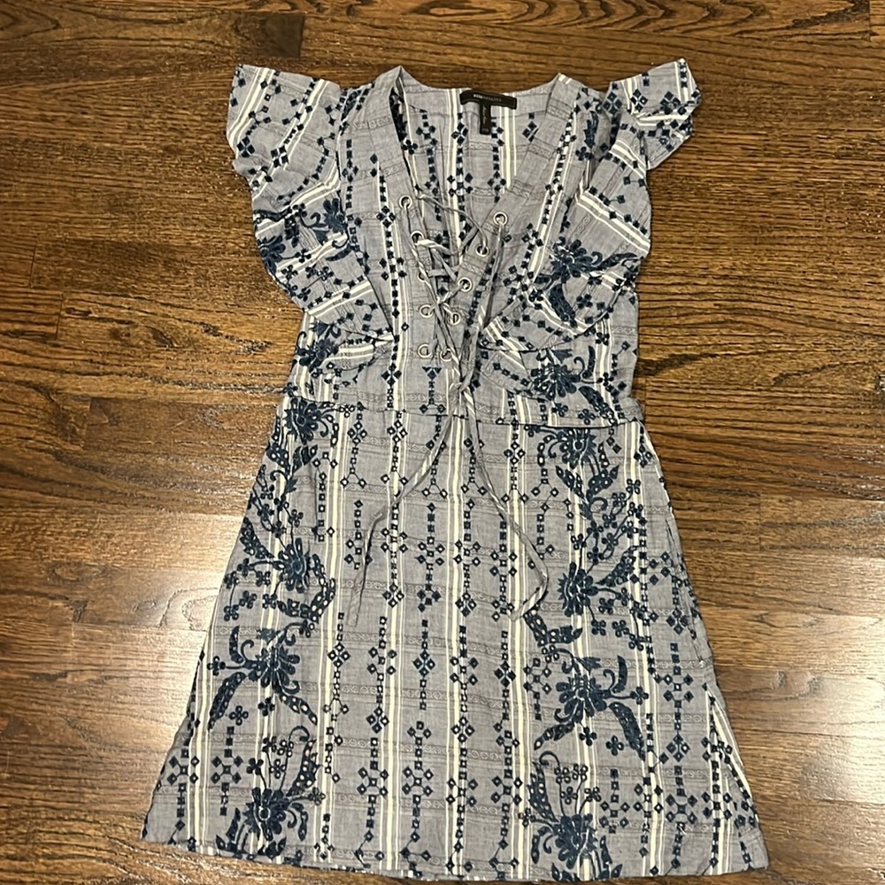 BCBG Linen Eyelet Blue Sundress